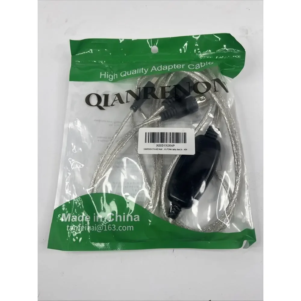 QIANRENON 5 Pin MIDI Music Editing Cable 1 in 1 Out MIDI to USB Adapter Cable fo